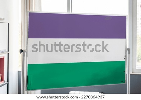 Women's Suffrage Flag in UK Colours of the suffragette movement. Purple represents loyalty and dignity, white for purity, and green for hope