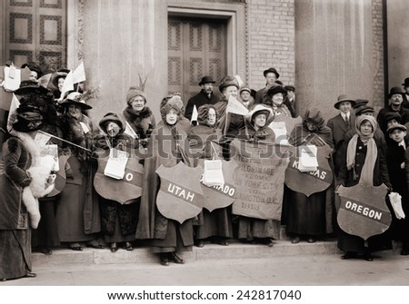 Women's Suffrage hikers who took part in the walk from New York City to Washington, D.C. to join the National American Woman Suffrage Association parade of March 3, 1913.