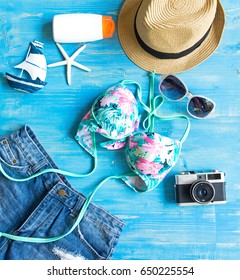 Women's Summer Beach Clothes Background