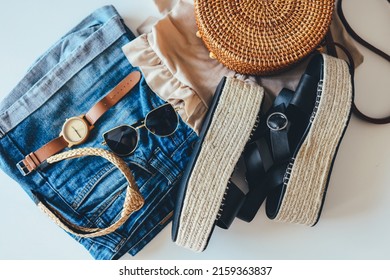Womens Summer Clothes Collage On White Stock Photo 2159363837 ...