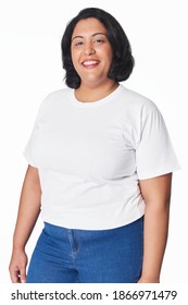 Women's Top And Jeans Plus Size Fashion Studio Shot