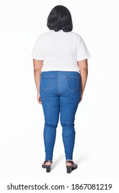 Women's Top And Jeans Plus Size Fashion Studio Shot