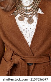 Women's Woolen Suit With A Brown Jacket	