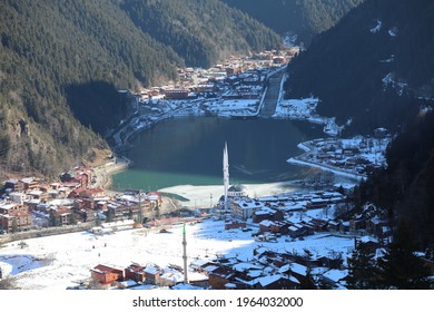 A Wonderful And Amazing Trip To Trabzon, Watching Uzungol Lake From The Top, In The Winter With Snow