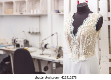 Wonderful bridal gown in designer shop