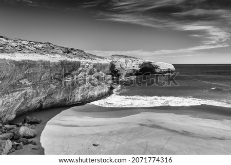 Similar – Image, Stock Photo Rocky cliff with sunset on the horizon