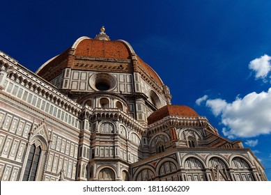 Wonderful Dome Of Santa Maria Del Fiore (St Mary Of The Flower) In Florence Seen From Below, Built By Italian Architect Brunelleschi In The 15th Century And Symbol Of Renaissance In The World