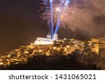 Wonderful Firework show above Petralia Sottana, Sicily