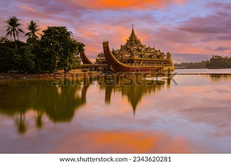 wonderful  Kandawgyi Lake in yangon, the capital of myanmar