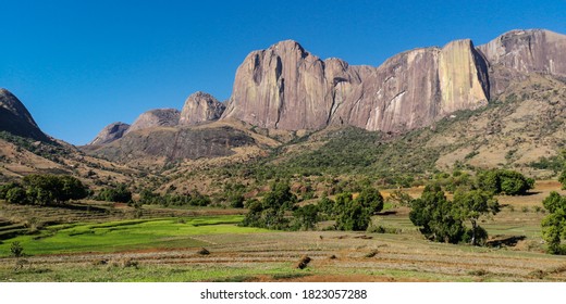 Wonderful Landscape Of Tsaranoro Mountains, Andringitra National Park  In Madagascar