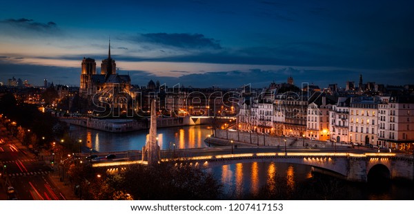 Wonderful Night View Paris Capital France Stock Photo 1207417153 ...