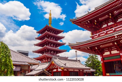 Wonderful Pagoda Tower At Senso Ji Temple In Tokyo Asakusa