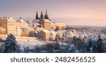 WONDERFUL PANORAMA WINTER VIEW ON PRAGUE CASTLE, HRADCANY, CZECH REPUBLIC, ZIMNÍ PRAŽSKÝ HRAD, HRADČANY, KRÁSNÝ POHLED