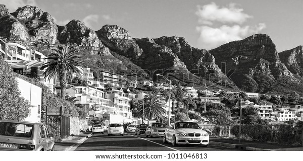 Wonderful photo of beautiful Cape Town area. Amazing\
urban cityscape with Twelve Apostles Mountain Passes in the\
background. South African cities. Cape Town. South Africa\
-December25, 2012 