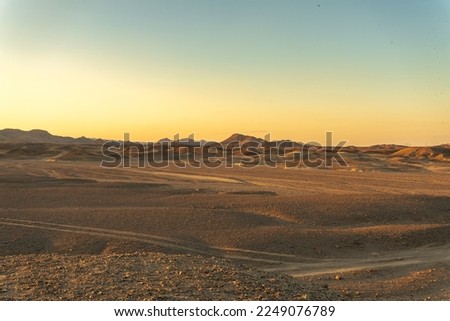 Wonderful sunset in the marsa alam desert in egypt