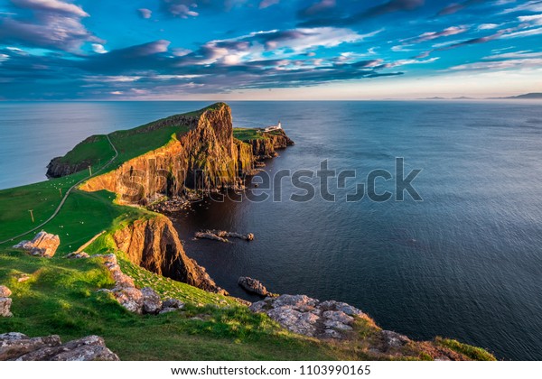 Wonderful Sunset Neist Point Lighthouse Scotland Stock Photo Edit Now 1103990165