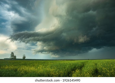 A wonderful thundercloud with lightning in Poland in the Lublin region
