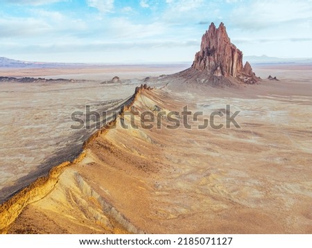 Similar – Image, Stock Photo Aerial view of Shiprock at dusk in New Mexico, USA