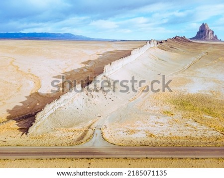 Image, Stock Photo Aerial view of Shiprock at dusk in New Mexico, USA