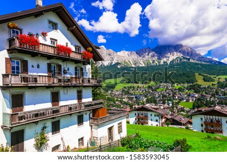 Wonderful valley in Cortina d'Ampezzo - famous ski in northern Italy, Belluno province