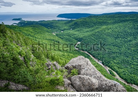 Wonderful view over the valley from Franey trail on a nice summer day, Highlands, national park, Cape Breton island, Nova Scotia, Canada