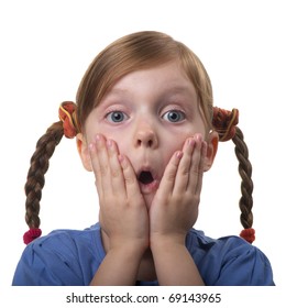 Wondering Funny Little Girl Portrait Isolated Stock Photo 69143965 ...