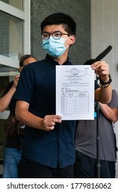 Wong Tai Sin, Hong Kong- 20 July 2020: Joshua Wong Submitting His Nomination Form For The Upcoming LegCo Election. He Said If Disqualified, Hopefully, It Will Draw The Attention Of International.