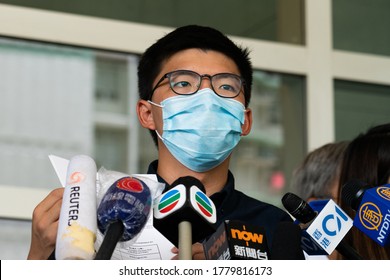 Wong Tai Sin, Hong Kong- 20 July 2020: Joshua Wong Submitting His Nomination Form For The Upcoming LegCo Election. He Said If Disqualified, Hopefully, It Will Draw The Attention Of International.