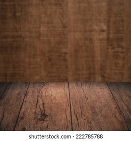 Wood background - table with wooden wall - Shutterstock ID 222785788