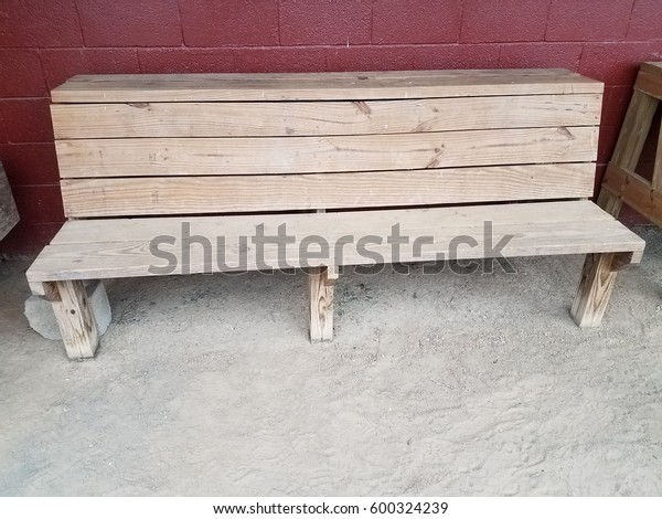 Wood Bench Baseball Dugout Stock Photo Edit Now 600324239