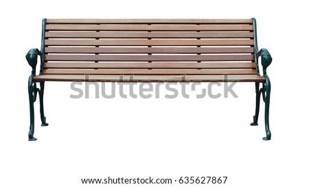 wood bench isolate with clipping path on white background