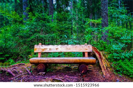 Wood bench seat in rural views