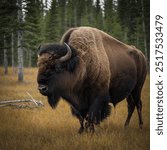 The wood bison (Bison bison athabascae) is a large and muscular subspecies of the American bison, native to the forests and meadows of Canada and parts of Alaska. They are the largest land mammals in 