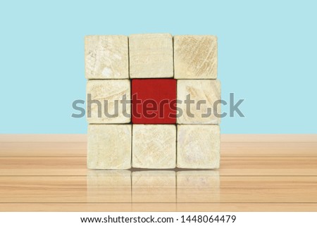 wood block arrange in shape ,business concept.
