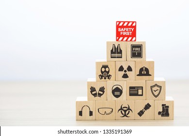 Wood Block Stacking With Fire And Safety Icons