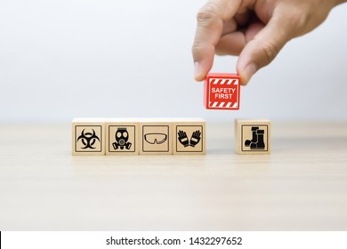 Wood block Stacking with Fire and safety icons. - Shutterstock ID 1432297652