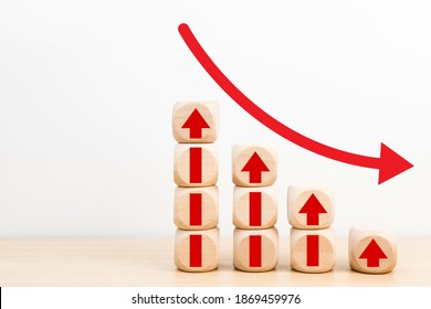 Wood Block Stacking As Step Stair With Red Arrow Down.
Investment Risk Management Economic Slump
Financial Markets And Investments Downward.