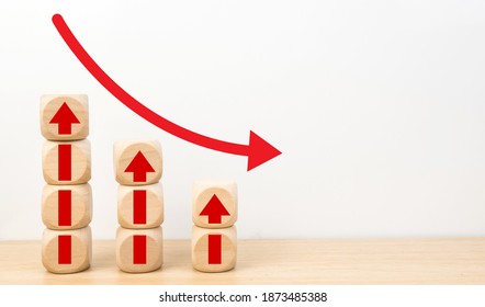 Wood Block Stacking As Step Stair With Red Arrow Down.
Investment Risk Management Economic Slump
Financial Markets And Investments Downward.