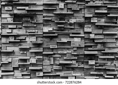 Wood Block Wall With Lighting