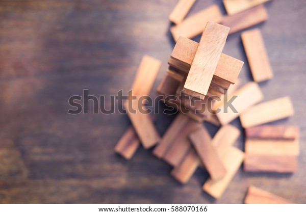 Wood blocks\
stack game with copy space, background. Concept of education, risk,\
development, and growth