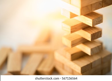 Wood Blocks Stack Game With Copyspace, Playing And Learning Background Concept
