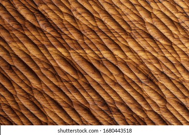 Wood Board Carving. Oak Wood Texture Background. Wooden Pattern Handmade.