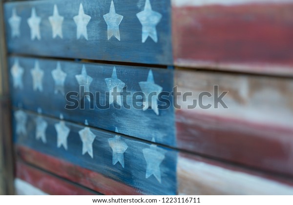 Wood Board Painted American Flag Stock Photo Edit Now 1223116711