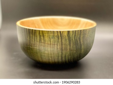 Wood Bowl With Green Stain