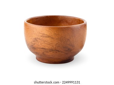 wood bowl on white background. - Shutterstock ID 2249991131