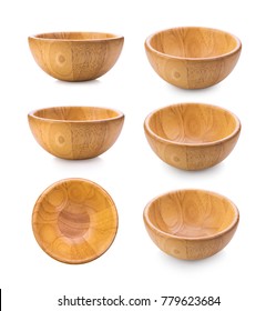 wood bowl on white background - Shutterstock ID 779623684