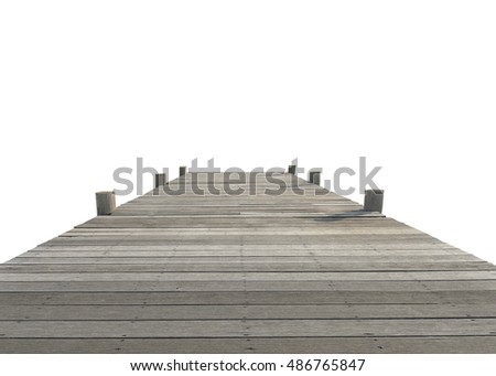 Wood bridge isolated on white background. This has clipping path.     