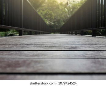 Wood Bridge On The Forest Vanishing Point Perspective