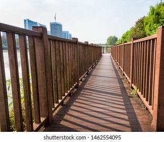 Wood Bridge On The Forest Vanishing Point Perspective