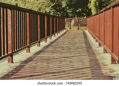 Wood Bridge On The Forest Vanishing Point Perspective